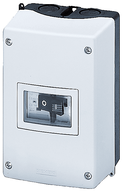 Molded-plastic enclosure for surface mounting Degree of protection IP55 with N and PE terminal 54 mm with metric cable gland. No UL/CSA approval by Siemens