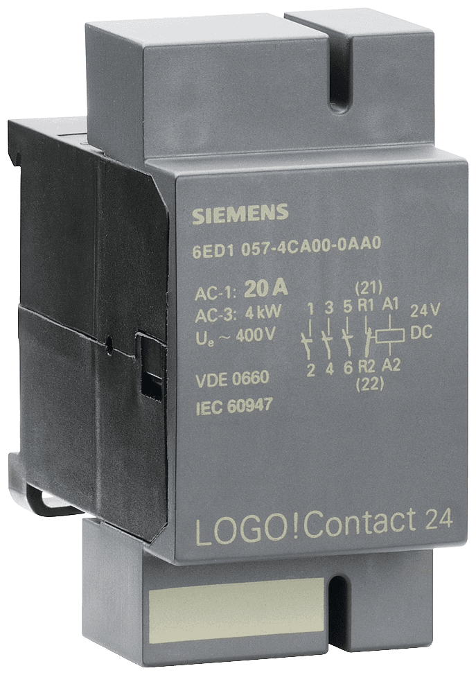 LOGO! contact 24 Switching module for direct switching of resistive loads up to 20 A and motors up to 4 kW by Siemens