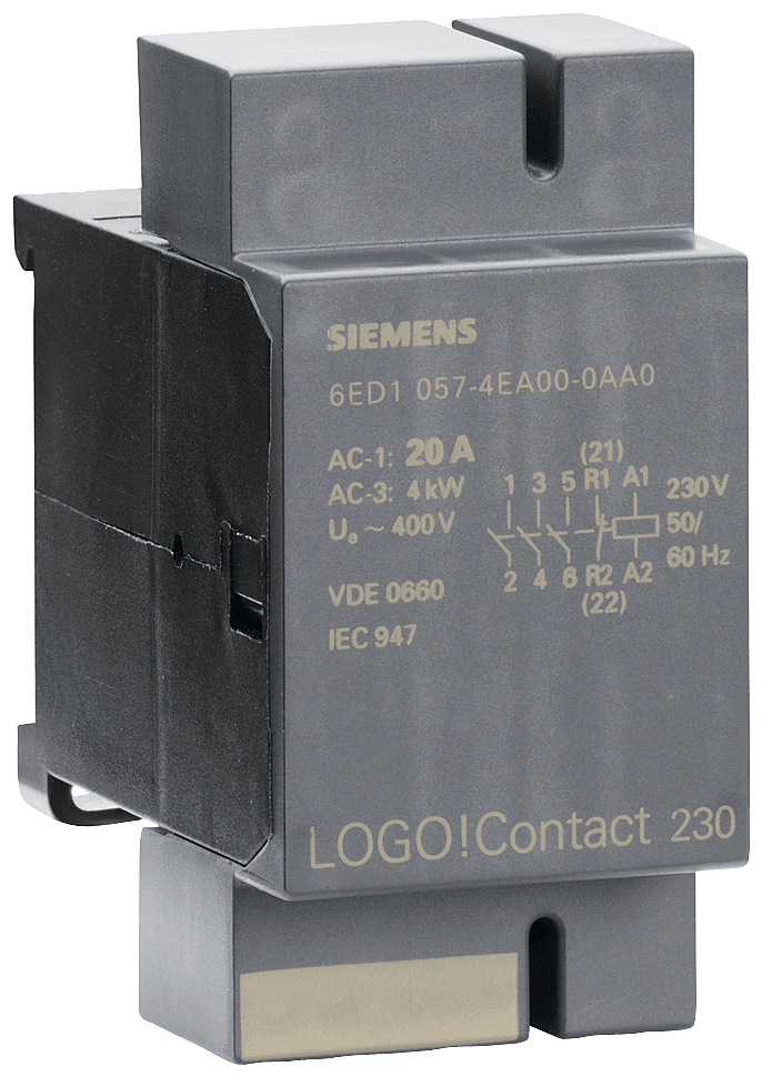 LOGO! contact 230 Switching module for direct switching of resistive loads up to 20 A and motors up to 4 kW by Siemens