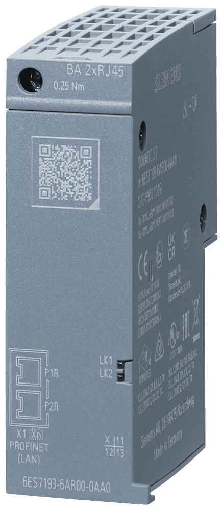 SIPLUS ET 200SP BA 2xRJ45 based on 6ES7193-6AR00-0AA0 with conformal coating by Siemens