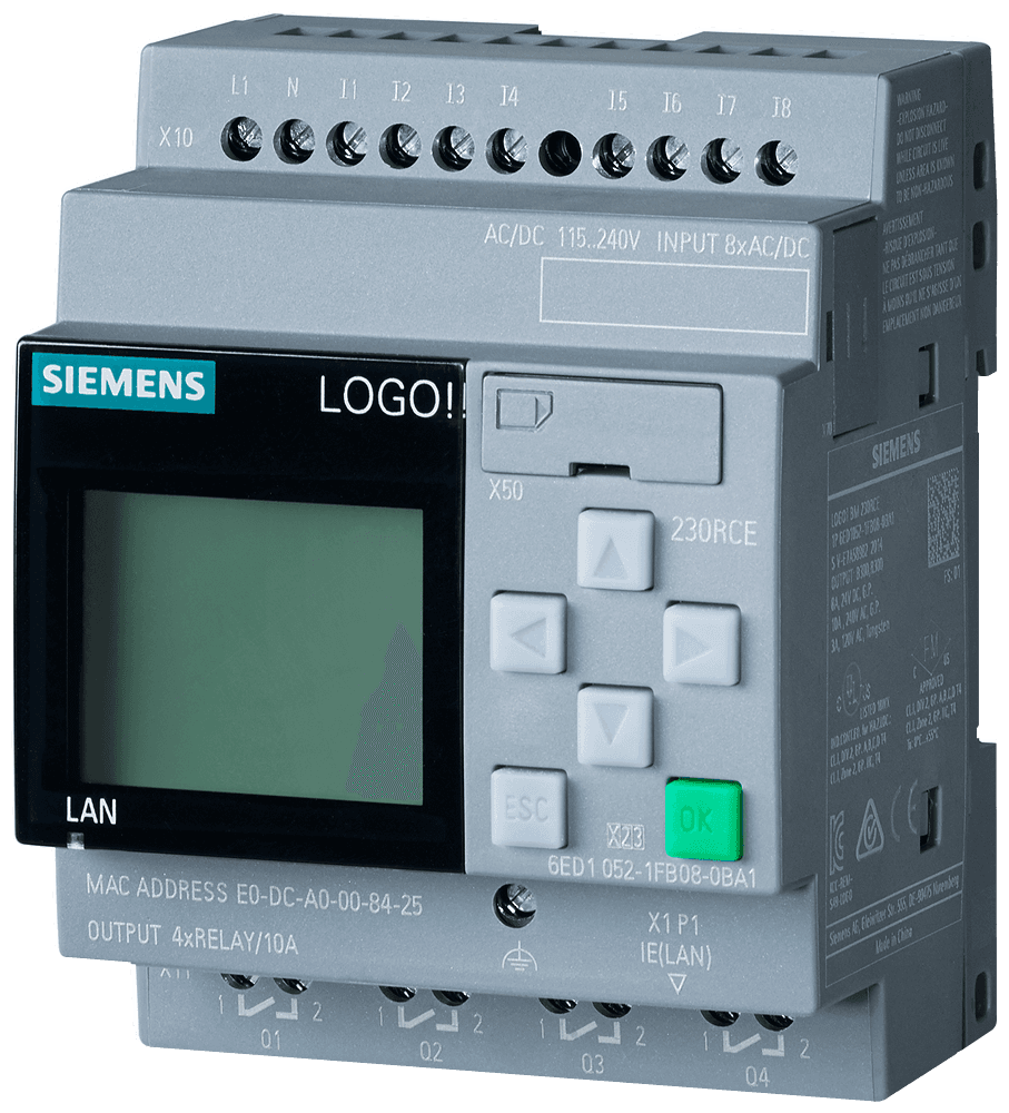 SIPLUS LOGO! 230RCE based on 6ED1052-1FB08-0BA2 with conformal coating -25...+60 °C startup -20 °C . logic module display power supply / I/O 115 V/230 V/relay by Siemens
