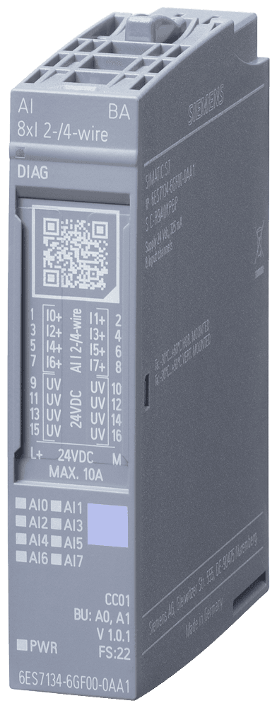 SIPLUS ET 200SP AI 8xI 2-/4-wire BA based on 6ES7134-6GF00-0AA1 with conformal coating by Siemens