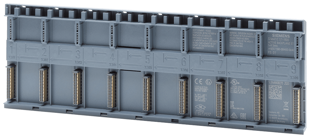 SIPLUS S7-1500 act. backplane 8 slot based on 6ES7590-0BH00-0AA0 with conformal coating by Siemens