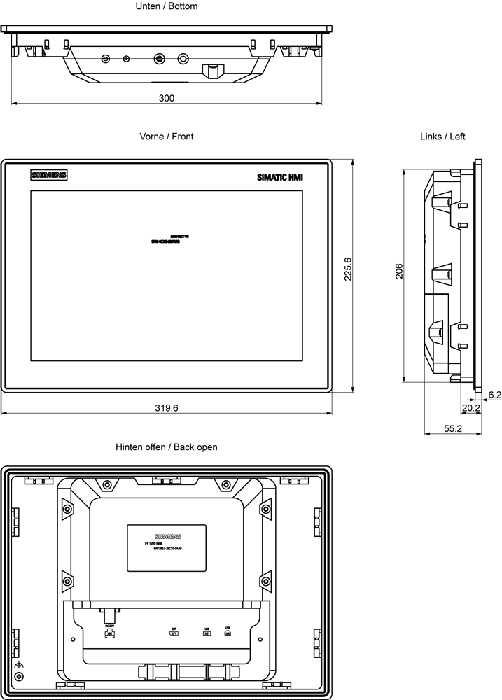 SIMATIC IFP1200 Basic Covered Flat Panel 12" display (16:10) - Image 2