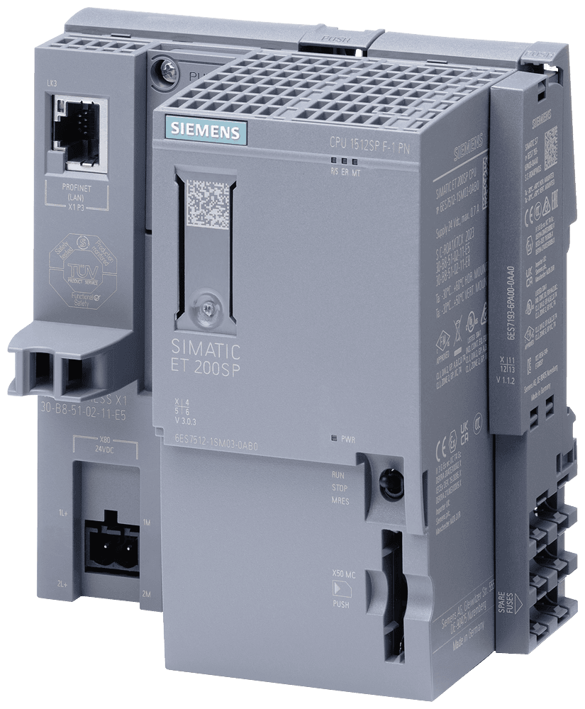 SIPLUS ET 200SP CPU 1512SP F-1 based on 6ES7512-1SM03-0AB0 with conformal coating -40...+60 °C . central processing unit with work memory 600 KB for program and 2 MB for data by Siemens